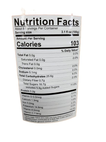 The Nutrition Facts of Khazana Kesar Mango Pulp 