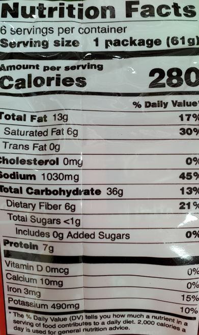The Nutrition Facts of Knorr Chattpatta Noodles (6 pcs) 