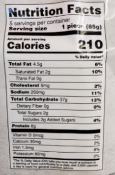 The Nutrition Facts of Laxmi Tandoori Plain Naan 