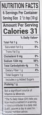 The Nutrition Facts of Lazzat Sindhi Biryani Masala