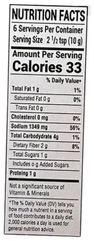 The Nutrition Facts of Lazzat Bombay Biryani Masala 