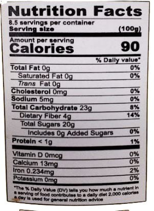 The Nutrition Facts of Lazzat Kesar Mango Pulp 