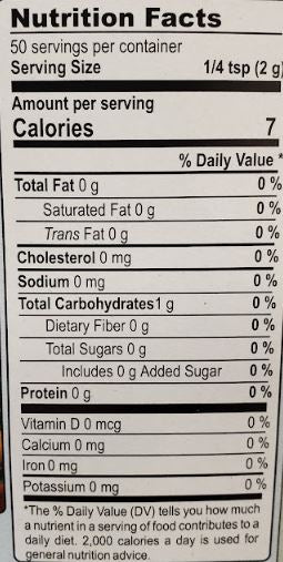 The Nutrition Facts of MDH Amchur Powder 