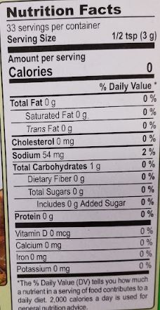 The Nutrition Facts of MDH Pani Puri Masala 
