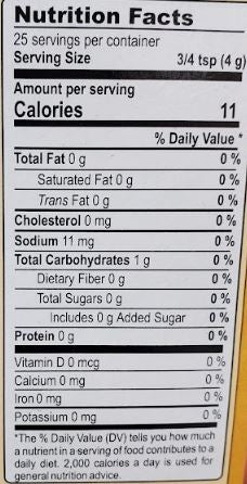 The Nutrition Facts of MDH Pav Bhaji Masala 