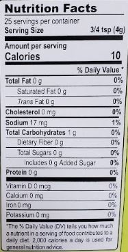 The Nutrition Facts of MDH Tava Fry Masala 