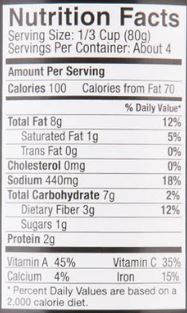 The Nutrition Facts of Mina Tagine Moroccan Fish Cooking Sauce 