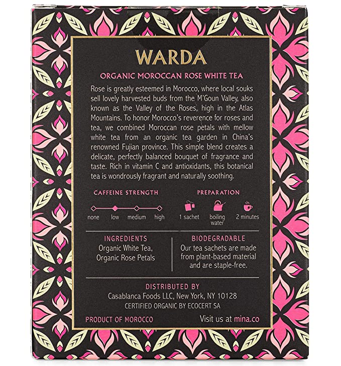 The Nutrition Facts of Mina Warda Organic Moroccan Rose White Tea 
