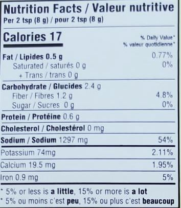 The Nutrition Facts of Naseem Punjabi Yakhni Pilau 