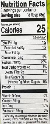 The Nutrition Facts of National Daal Makhani Masala 