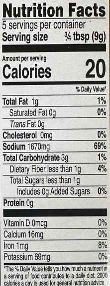 The Nutrition Facts of National Haleem Masala 