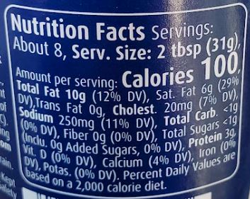 The Nutrition Facts of Puck Cream Cheese 