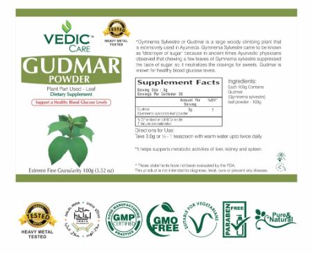 The Nutrition Facts of Vedic Gudmar Powder 
