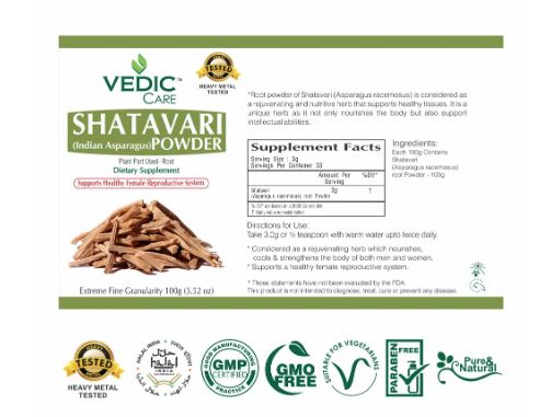 The Nutrition Facts of Vedic Shatavari Powder 