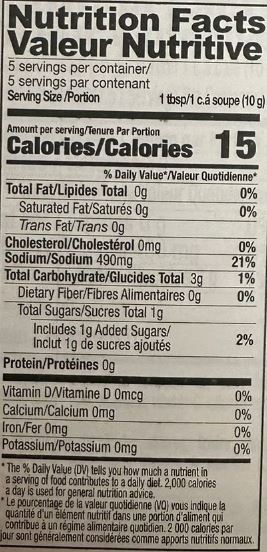 The Nutrition Facts of Shan Chinese Sweet And Sour 