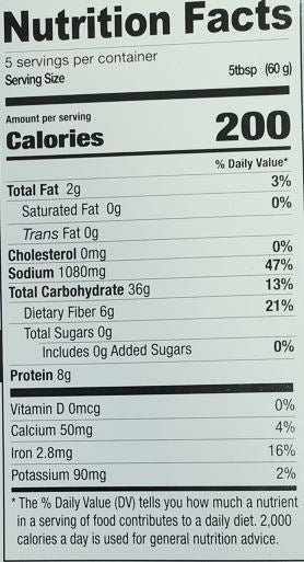 The Nutrition Facts of Shan Easy Cook Haleem Mix 