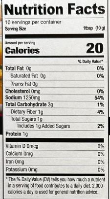 The Nutrition Facts of Shan Pani Puri Masala 