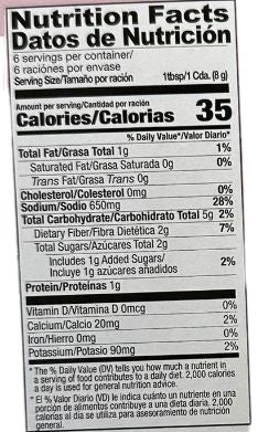The Nutrition Facts of Shan Chicken Masala Mix 
