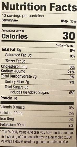 The Nutrition Facts of Shan chicken Broast 