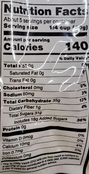 The Nutrition Facts of Swad Pineapple Ring 