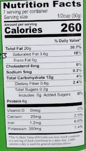 The Nutrition Facts of TOK Kerala Mixture 