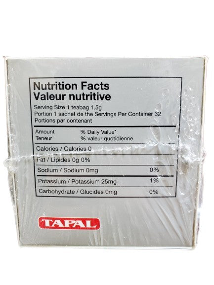 The Nutrition Facts of Tapal Green Tea Selection Pack (30 T-Bags) 