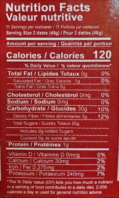 The Nutrition Facts of United With Earth Organic Almond Date Roll 
