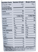 The Nutrition Facts of United King Dal Kachori 12 pcs 